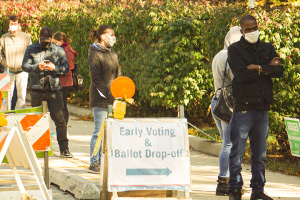 people waiting to vote